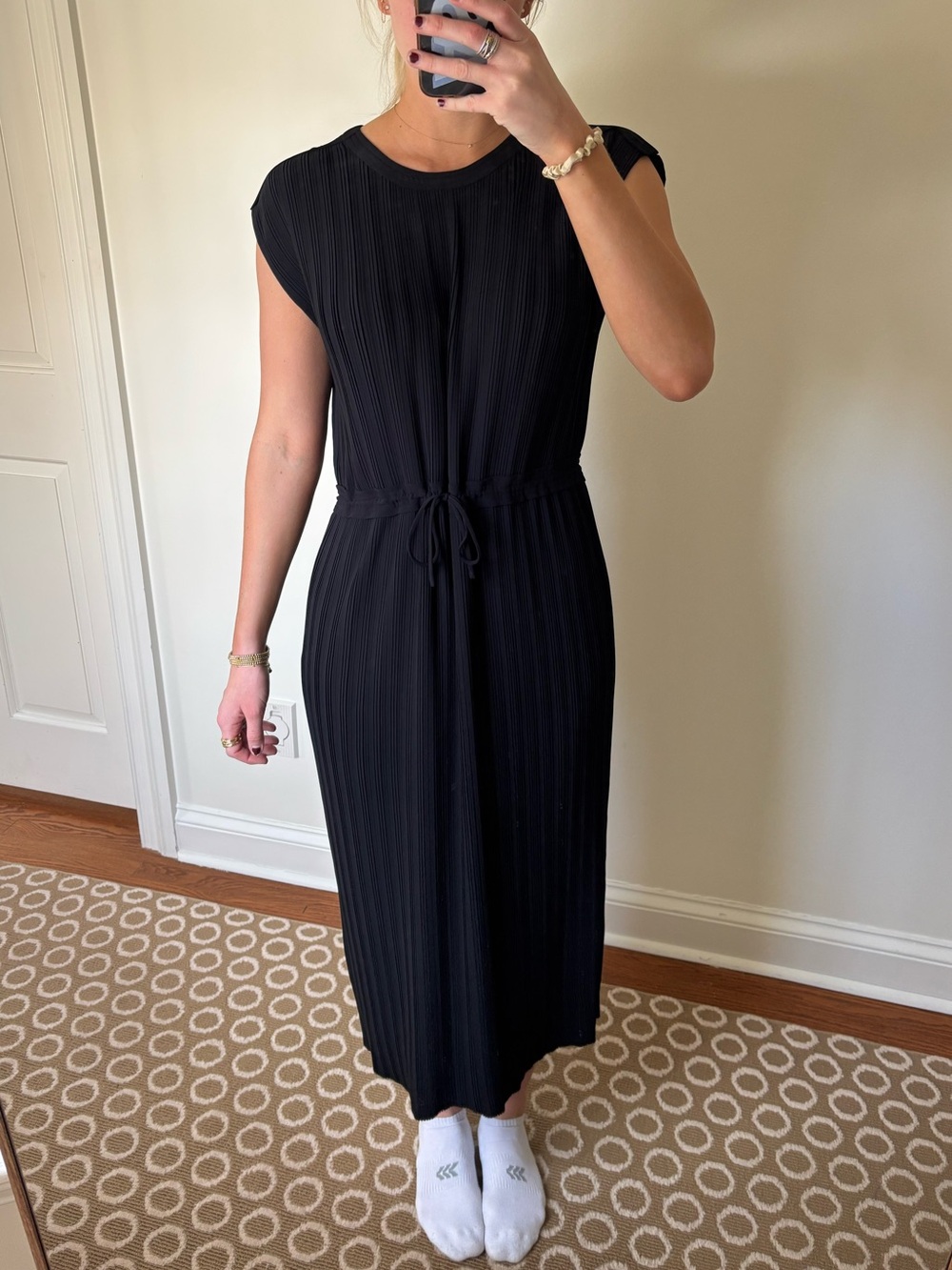 Black Midi Tie-Waist Maxi Dress